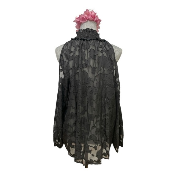 SHEIN Elegant Cold Shoulder Top Long Sleeve Black Plus Size 2XL Blouse - Picture 4 of 16